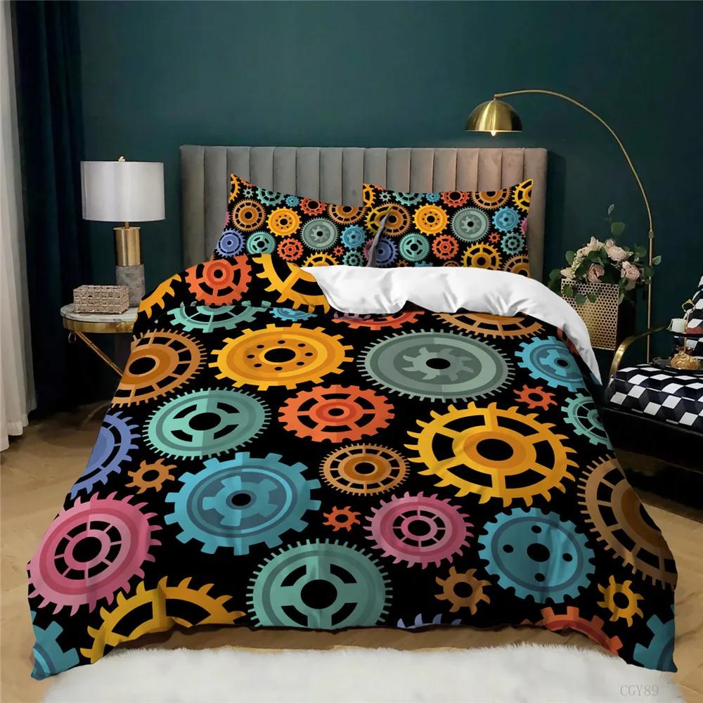 Print Orange Bike Bedding Set Adults Kids Winter Duvet Cover With Pillowcases Luminous Bicycle Pattern Bedroom Comforter Cover