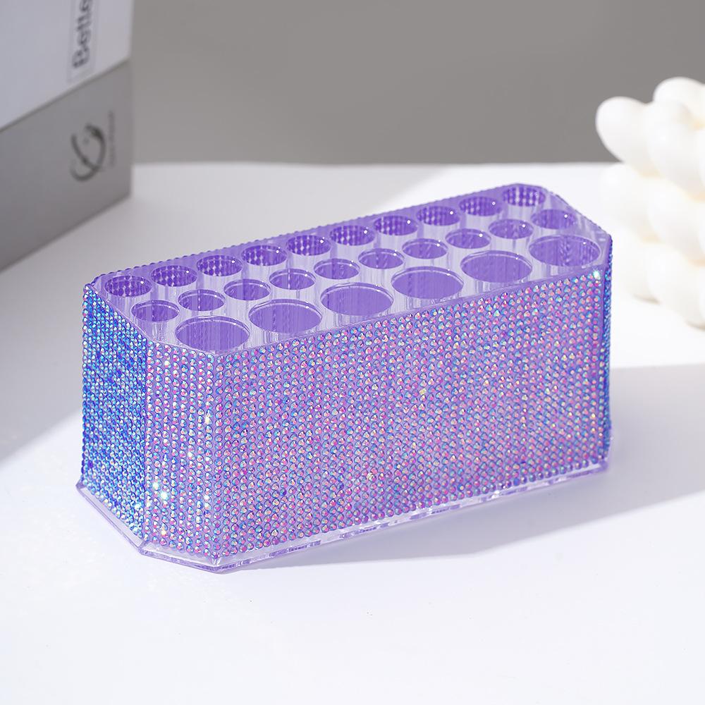Diamond-set luxury acrylic 26-hole cosmetic pen holder, large hole transparent eyebrow pencil, eyeliner, storage box, finishing display stand
