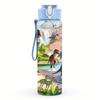 1 Stück Dschungel Wild Dinosaurier Fluss Landschaftliches Layout 750ml Farbe Kunststoff Wasserflasche Auslaufsicher Klappdeckel mit Strohhalm Für Sport Büro Heimgebrauch