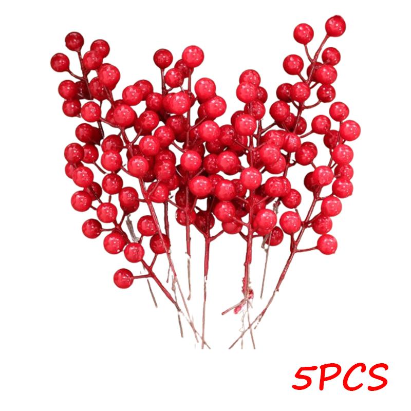 Christmas Red Berries 15head Artificial Red Berries Stems Holiday Wreaths Xmas Tree Ornament Party Displays Decoration Wholesale