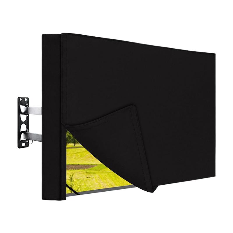 1pcs Black Waterproof Oxford Cloth Outdoor TV Hood Garden Terrace Flip Style Dust Cloth UV Resistant Resistant Display Screen Protective Covers