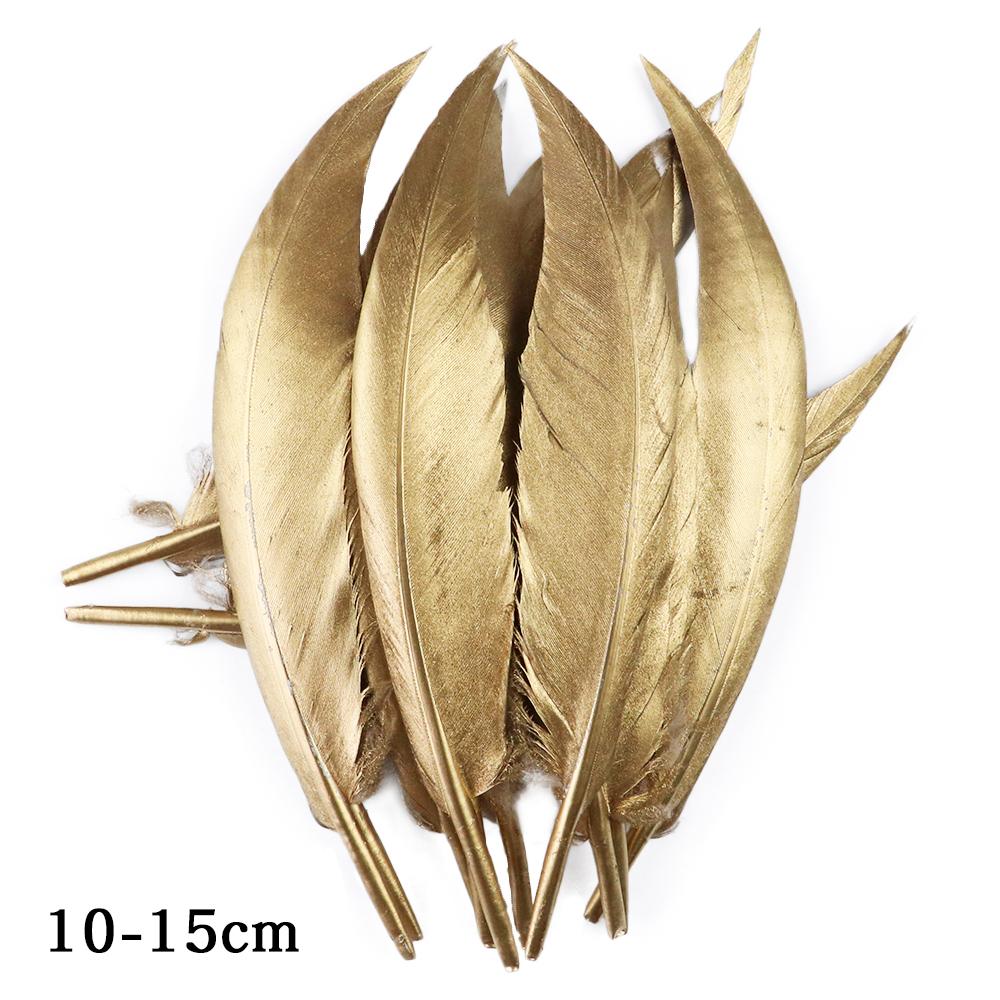 10-500 Gold Goose Rooster Feathers For Crafts Wedding Party Home Decoration Jewelry Making Plumes Diy Supplies