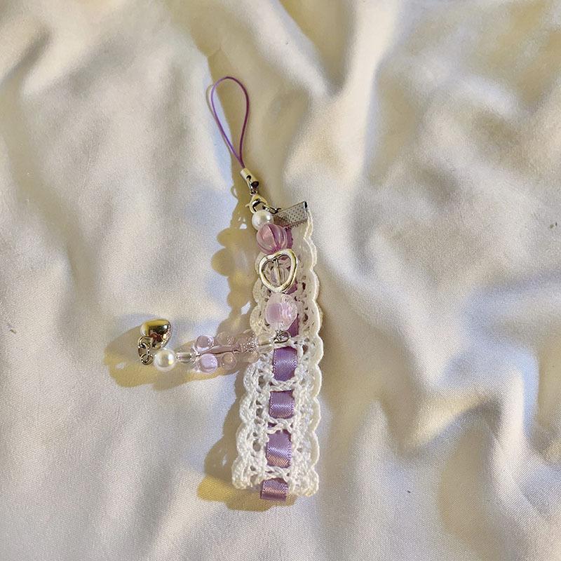 Bracelet de perles d'amour pour femmes, petit nœud en cristal frais, fleurs, amour, chaîne de téléphone portable, anti-chute, accessoires de coque de téléphone portable, DIY