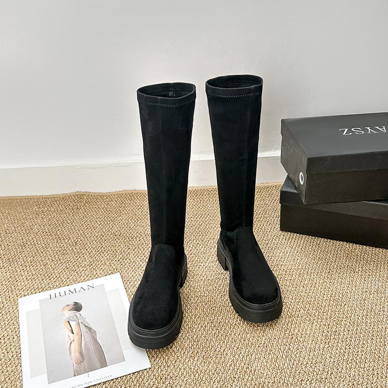 Autumn and Winter Retro Two-wear Boots Women's Heightened Suede Over the Knee Knight Boots Thick-soled Velvet Thermal Boots