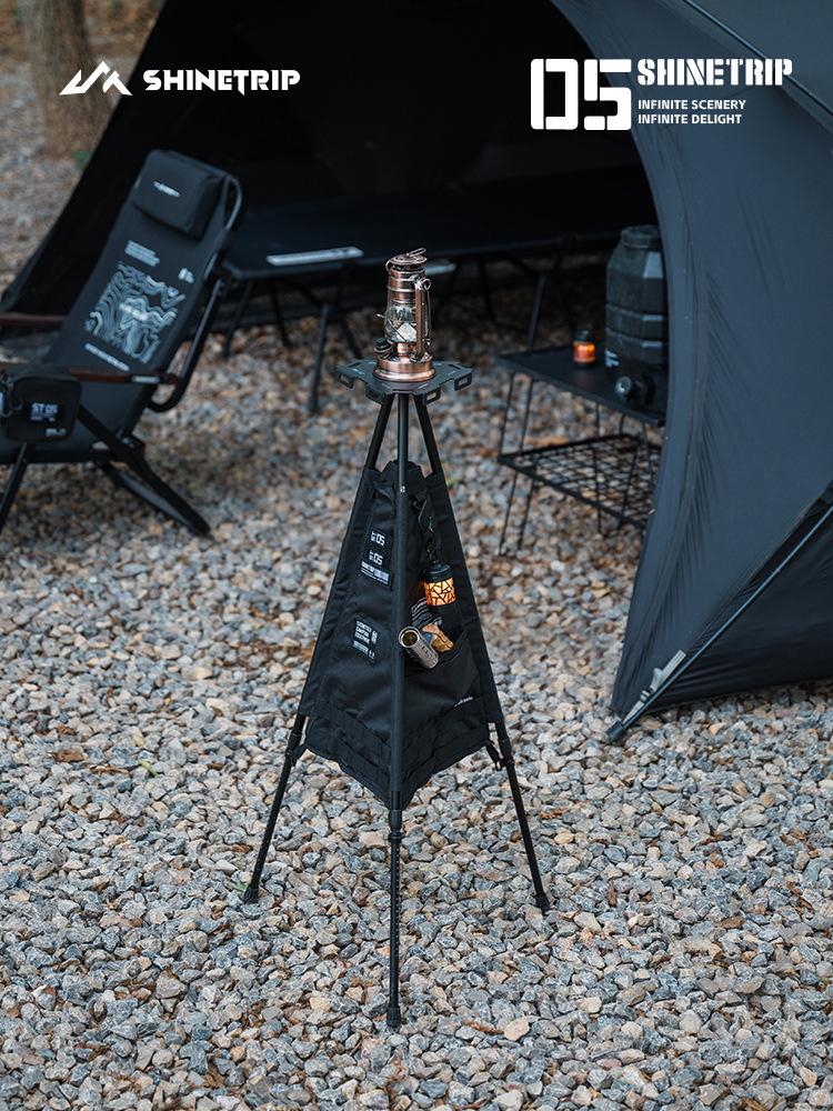 Mountain Fun Hexagonal Camping Table: Portable with 19 Lights, Lifting Storage Rack, and Detachable Aluminum Alloy Design.