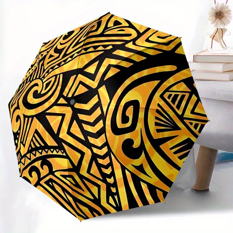 1pc Tribal Patterns Auto Open/Close Umbrella with One Touch Button,, Windproof Design   Lightweight Portable Umbrella for Women & Men6030