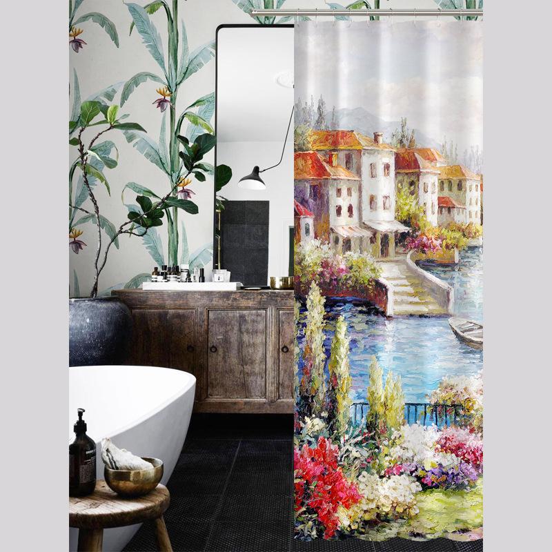 Bathroom Thickened Waterproof Curtain Mildew Proof Shower Curtain Shower Partition Curtain Shower Curtain Bathroom Curtain Free Perforation
