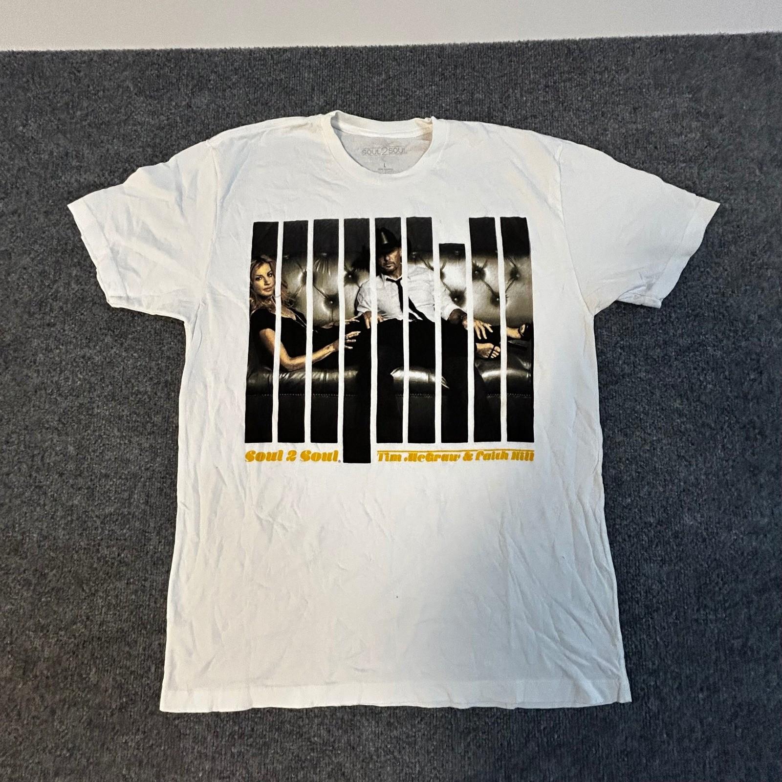 T-ShirtSoul 2 Soul T-Shirt Mens Size L White Tim McGraw Faith Hill Tour Graphic Tee S