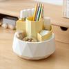 Large Capacity Pencil Storage Box 4-Grid Makeup Brush Organizer 360° Rotating Pen Holder  Desktop