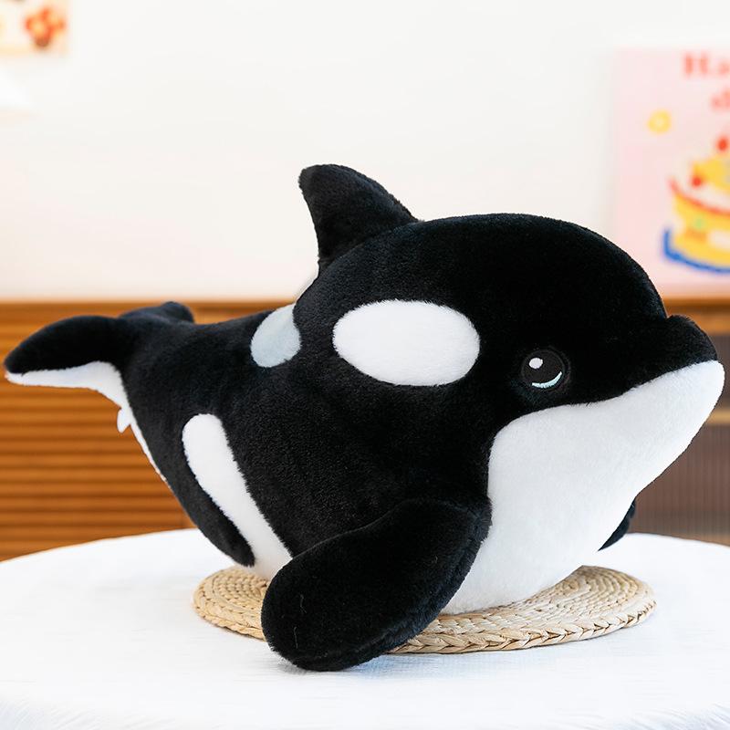 Black and white killer whale doll plush doll sleeping whale plush toy rag doll boy children's birthday gift