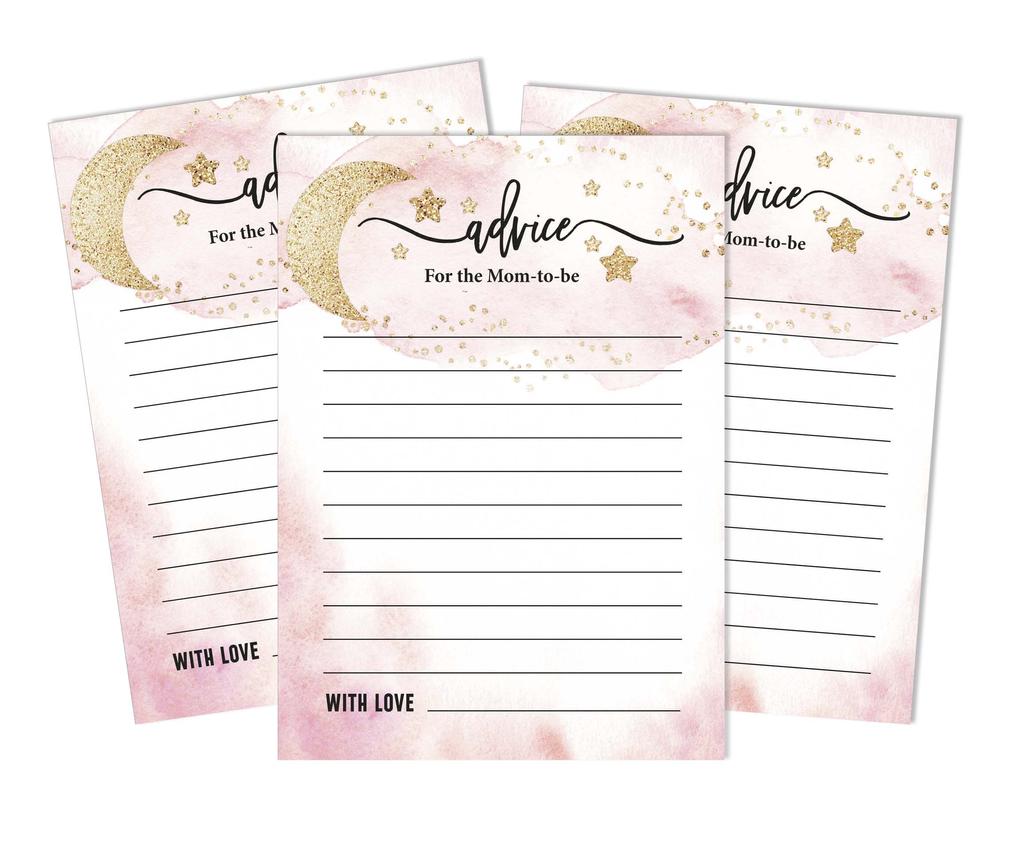 Inkdotpot 50A  Advice CardsA  For Baby Shower Game Glitter Star Advice For New Mom & Dad Gender Reveal Boy Or GirlA  Party