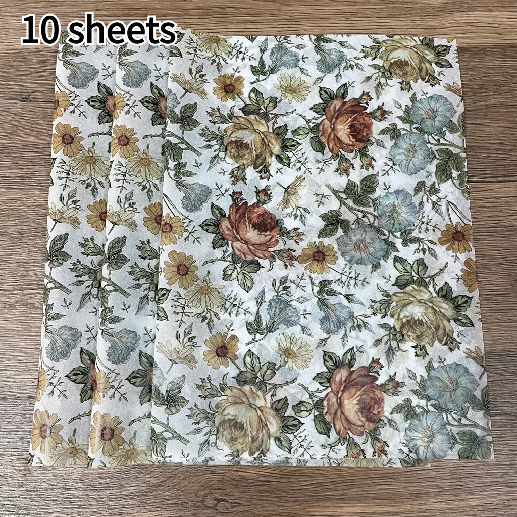 50sheets/10sheets Luxury Floral Wrapping Paper -Elegant /Sheets for Gift Box Lining,Bouquet Packaging,Ideal for Valentine's Day