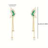 2 Pcs Luxury Green Butterfly Tassel Dangle Earrings  - Pendant, Fashionable, Versatile Party Jewelry Accessories, Elegant Design and Shiny Details