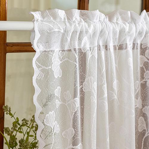 1PC Nuan Series French Rococo Style Sheer Curtain Pastoral Style Lace Half Curtain Door Curtain for Living Room Kitchen Cupboard Window Home Decor