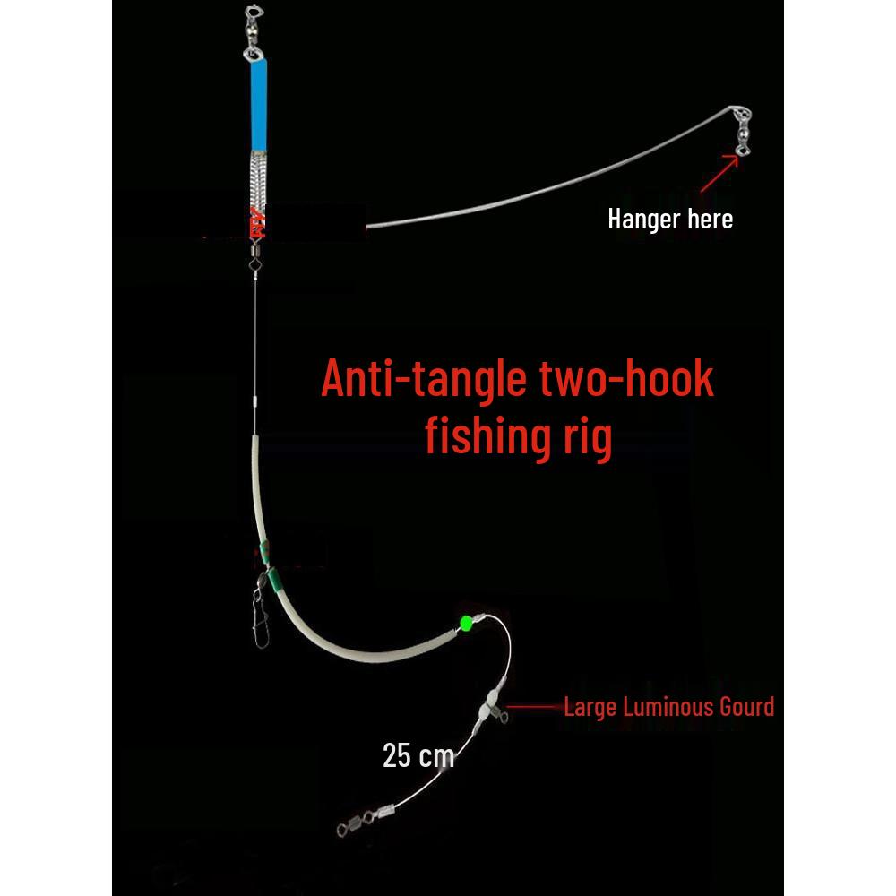 Светящаяся оснастка для морской рыбалки с изогнутым лезвием, одинарным крючком и леской с грузилом, не запутывающаяся, для ловли черного окуня