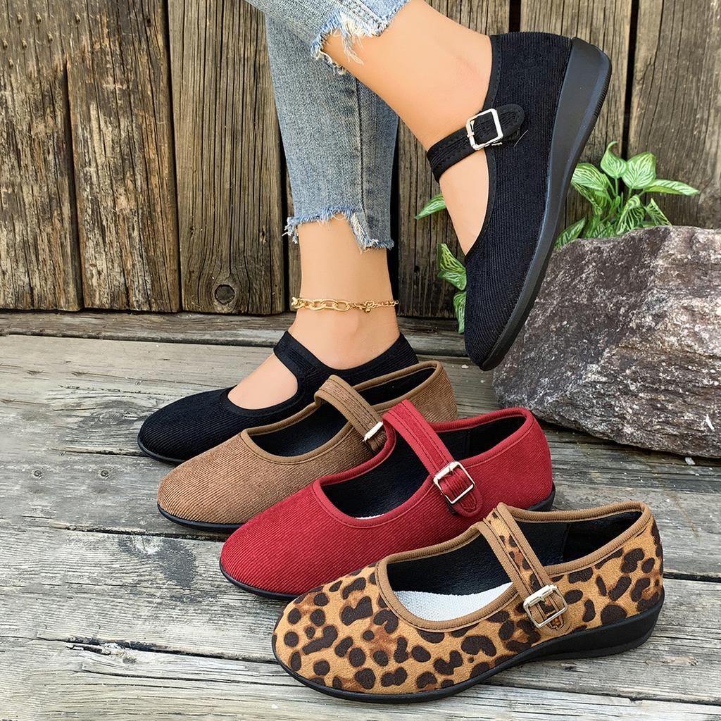 Fashion Women Flats Comfort Soft Sole Casual Walking Loafers Brand Designer Round Toe Mary Jane Shoes Woman Buckle Ballet Shoes Women