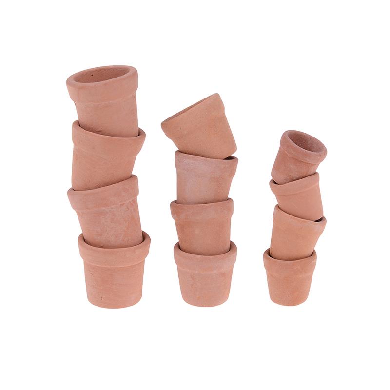 12 Pcs Dollhouse 1:12 Miniature Flower Pot Handmade Red Clay Pot Garden Home