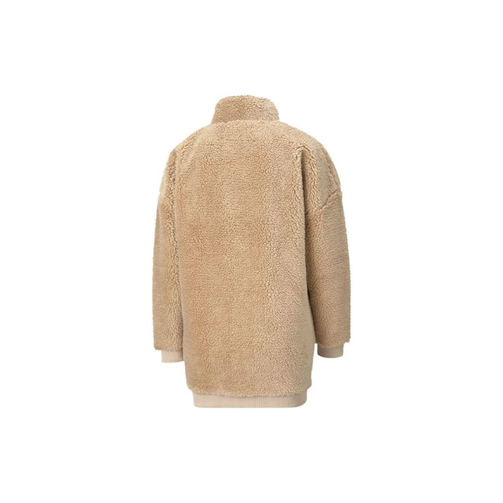 Puma Logo Sherpa Warm Stand Collar Fleece Casual Jacket Women Jacket Light-Khaki 530293-12
