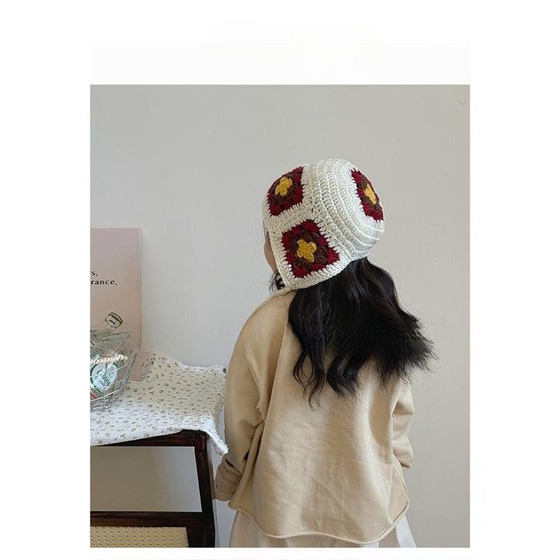 Autumn and Winter Handmade Crochet Knitted Hat Forest Style Girl Baby Ear Protection Woolen Hat Strap Woolen Hat for Women