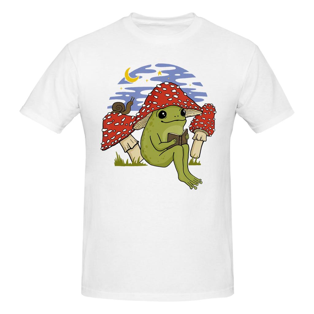 Piece Goblincore Book Lover Novelty  Cotton TShirt Funny Frog Meme Tees Tops For Unisex