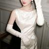 Handmade Wedding Gloves Lace Trimmed Satin Gloves Designed Bride Gloves  Formal Occasions