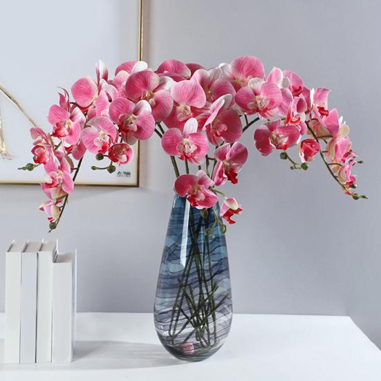 9 Heads Fake Phalaenopsis Multi-fork Handcraft Artificial Butterfly Orchid for Home