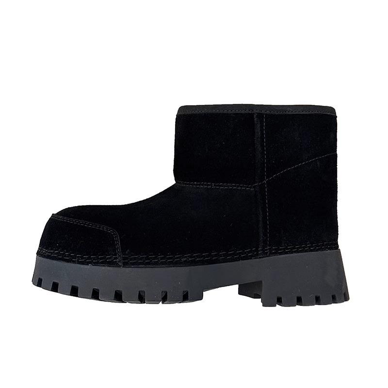 Gu Yunshu Snow boots thick-soled big head ugly cute women's short boots thickened short cotton shoes piled one pedal fluffy boots tide