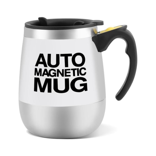 Xuuyuu Automatic Mixer Cup, Stainless Steel Mug with Insulation, Automatic Magnetic Stirring Cup, Automatic Stirring, and Keeps Hot Water Warm (White)
