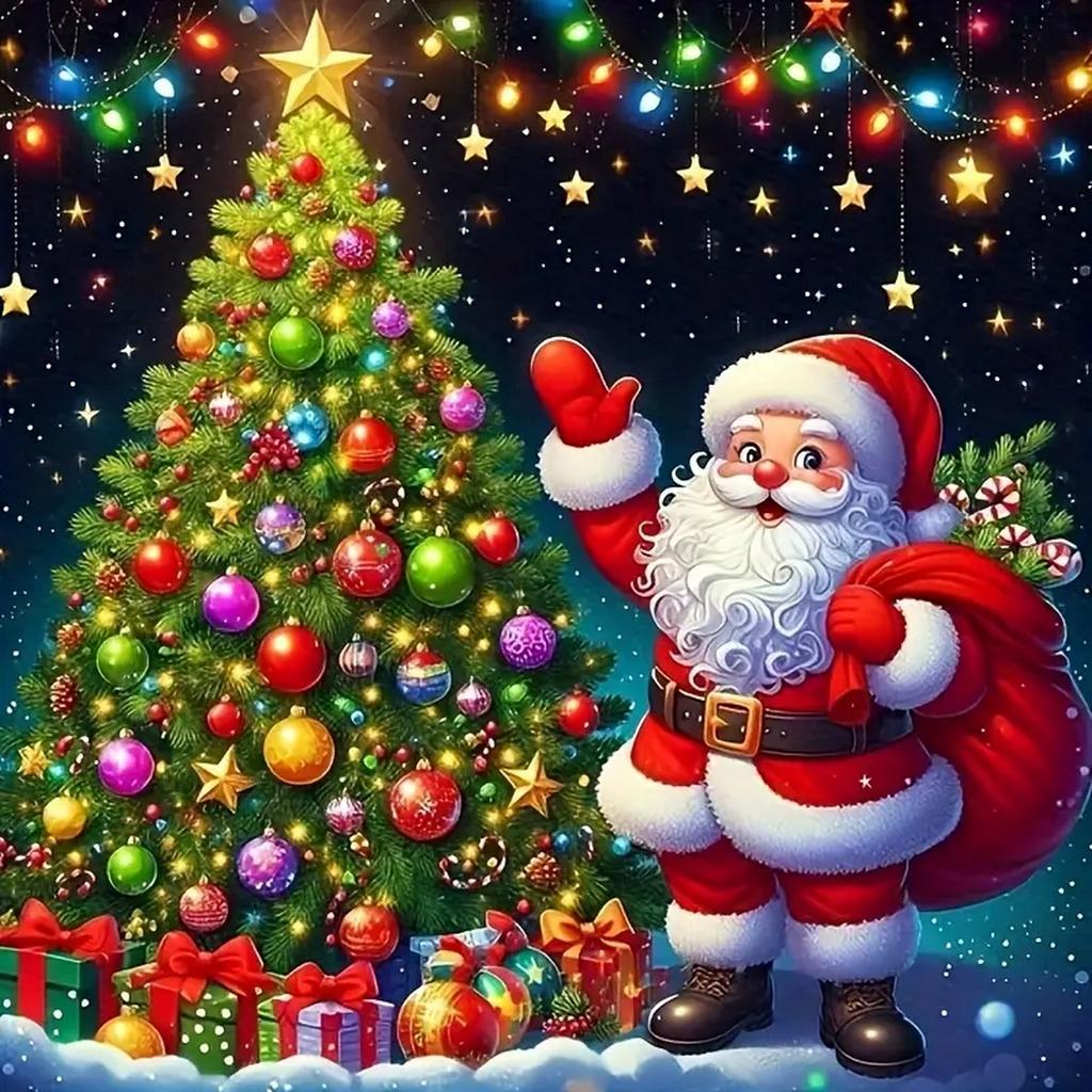 DIY Full Round Diamond Painting Cross Stitch Merry Christmas Santa Claus Snowman Home Decoration Arts Diamond Painting 5d Diamond Art Painting