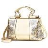 Borsa da Donna in Pelle di Lusso con Finiture a Fiore Lucide