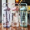 2 Liter Water Bottle with Straw Female Jug Girls Portable Travel Bottles Fitness Bike Cup Summer Cold Water Jug with Time Marker