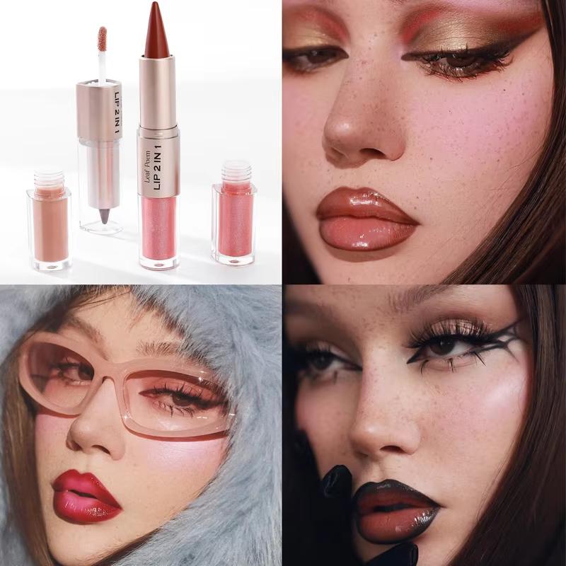 Matita Contorno Labbra Nera Marrone Conica Doppia Testa Specchio Lucidalabbra Rimpolpante Gloss Labbra Cristallino Tinta Labbra Rosse Sexy Trucco
