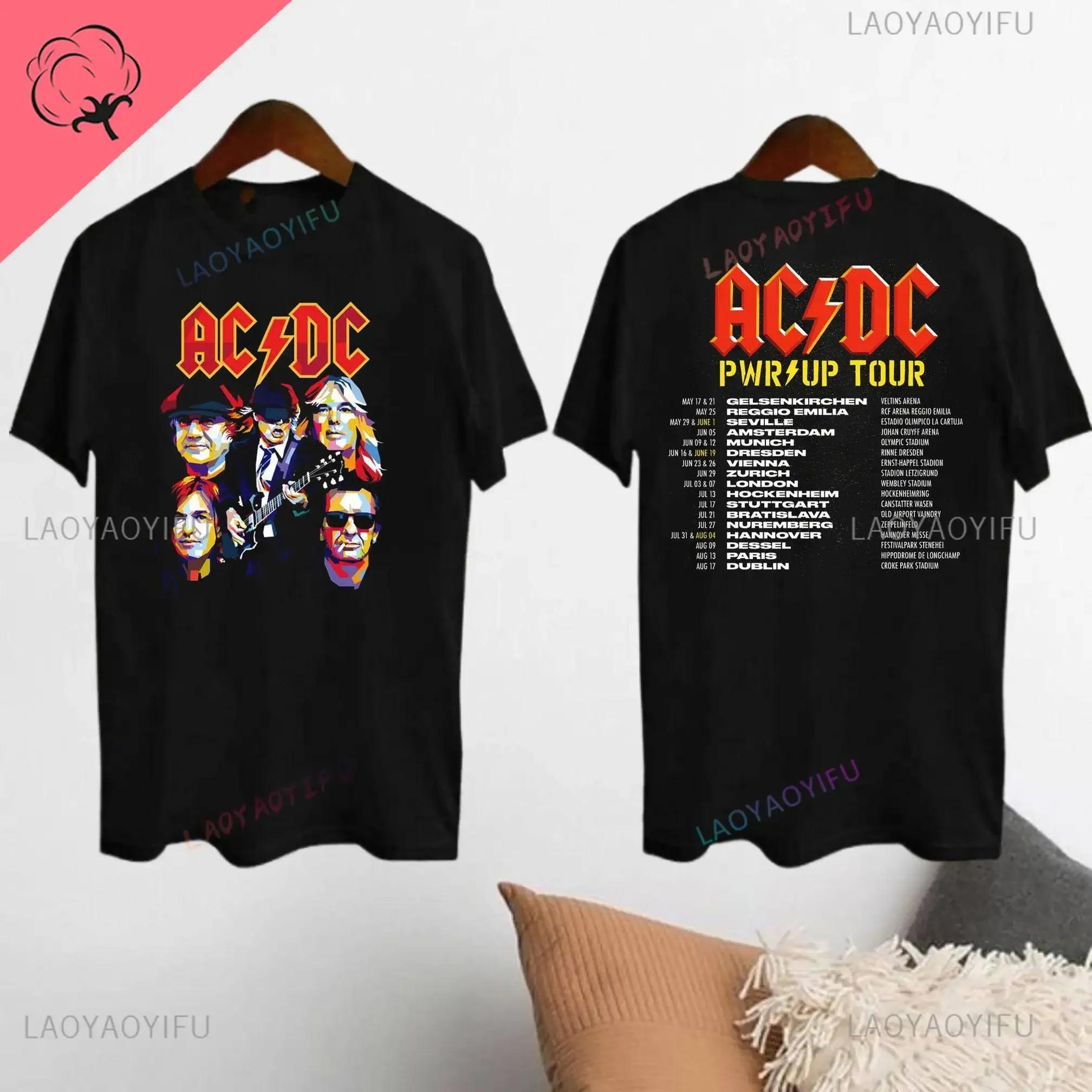 

2024 AC-DC Band 51 Years Rare Vintage T-shirt Those about To Rock Casual Lyrics Short Sleeve Unisex Top TOUR PWRUP Cotton Shirt L