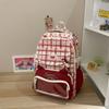 Schoolbag Japanese Light Gray Plaid Cat Ear Pain Bag Backpack Refreshing College Style Junior High School Girls Daily Class Schoolbag