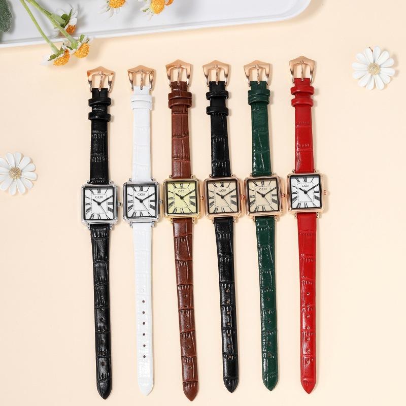 Vintage Roman Scale Women'S Watch Simple Small Square Disc Belt Watch Women'S Waterproof Quartz Watch