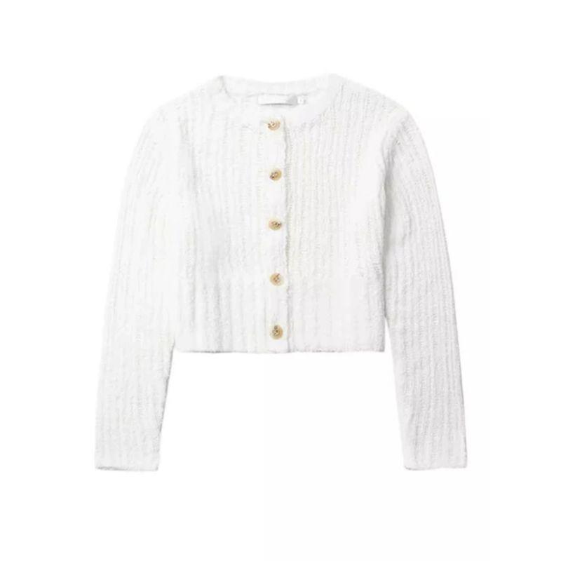 

It B + AB Women s Clothing Hollow-out Short Knitting Cardigan Spring and Summer New Arrival Gentle Sweet Elegance Thin Coat 311 White XS