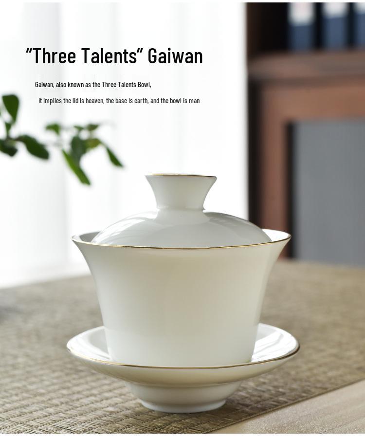Lamb Fat White Porcelain Gongfu Tea Set - Customizable Tea Cups & Business Gift