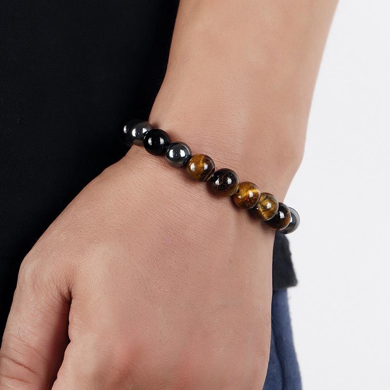 10mm tiger eye glass protective handmade bracelet for men as a gift