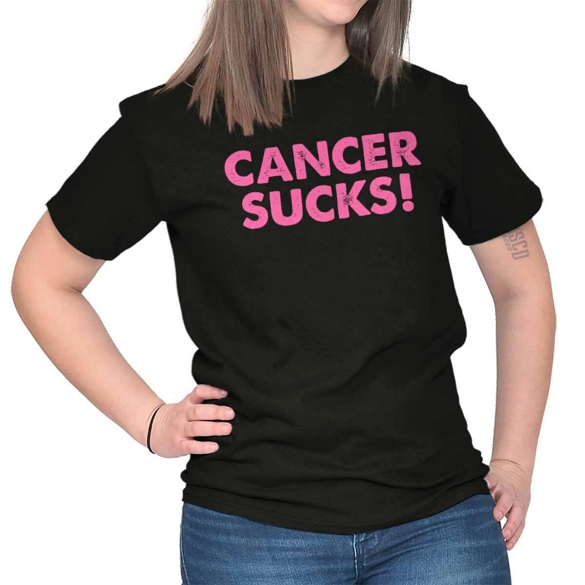Pink Ribbon Supporter Breast Cancer Sucks Womens Graphic Crewneck T Shirt Tee XL