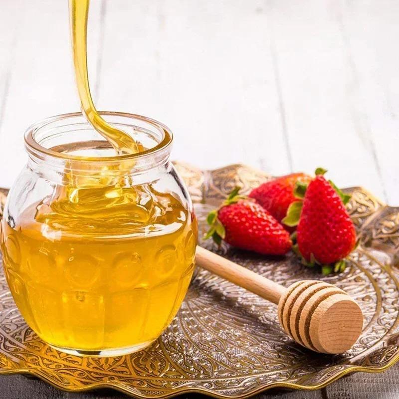 Durable Long Stick Honey Stir High Quality  Bar Mixing Handle Jar Spoon Practical Wood Dipper Honey Kitchen Accessories 20pcs