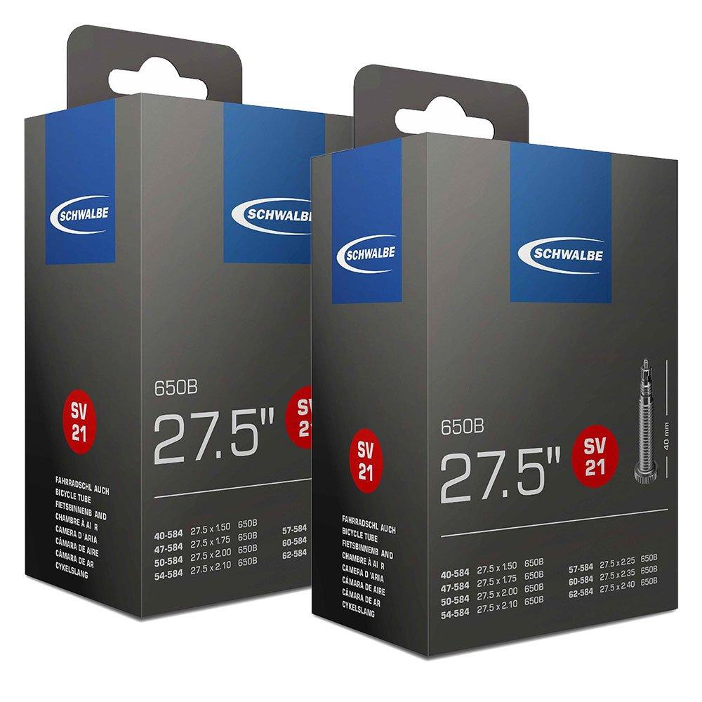 SCHWALBE 27.5 x 1.50/2.40 Tubes with Presta Valves, 21SV, Set of 2 [Imported]