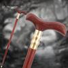 Red Wooden T Traditional Single Joint Walking Stick Decorative Cospaly Party Wood Walking Cane Halloween Mace Wand Crosier 90cm