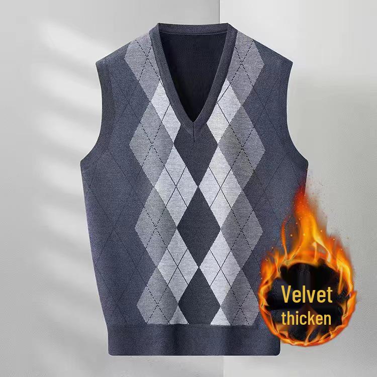 Men's Autumn/Winter V-Neck Diamond Jacquard Sweater Vest