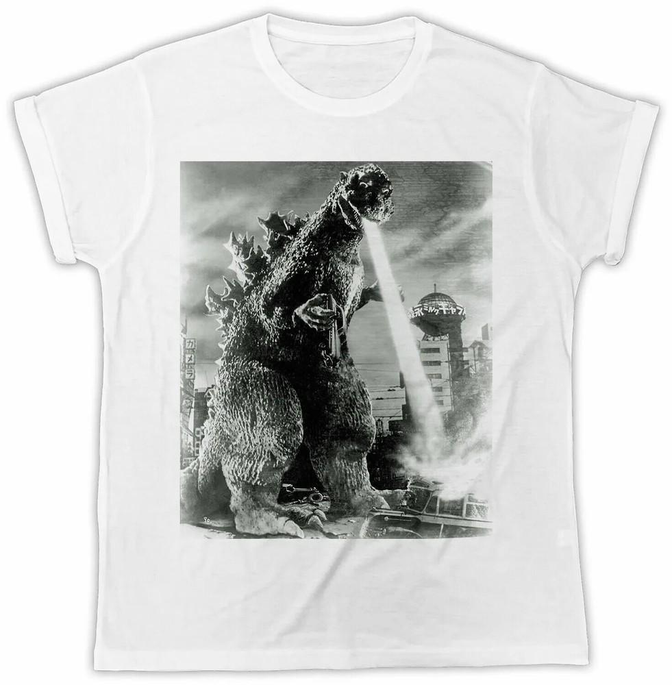 

GODZILLA BLACK AND WHITE T-Shirt Retro Cool Gift Tee Monster Movie Vintage UK Unisex T-Shirt XL