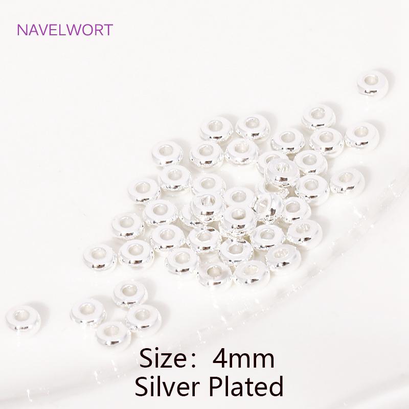 4/5mm 18K Gold Plated Round Spacer Beads Brass Flat Loose Beads For DIY Bracelet Necklace Jewelry Making Accessories Findings