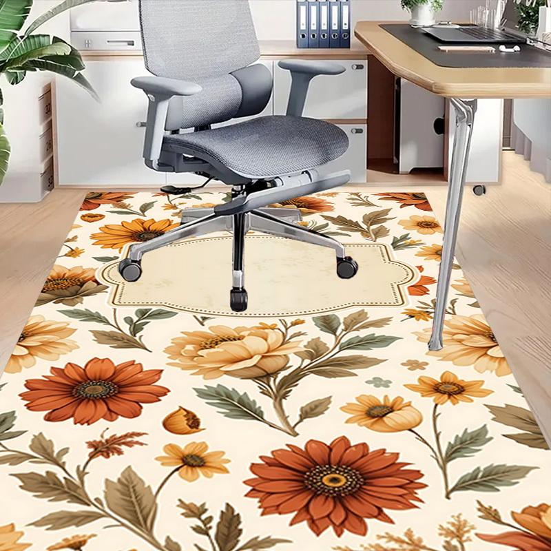 1PC Floral Pattern Carpet Office Rug Mat Home Decor Area Carpet Festival Gift Office Desk Chair Carpet Longlasting Material