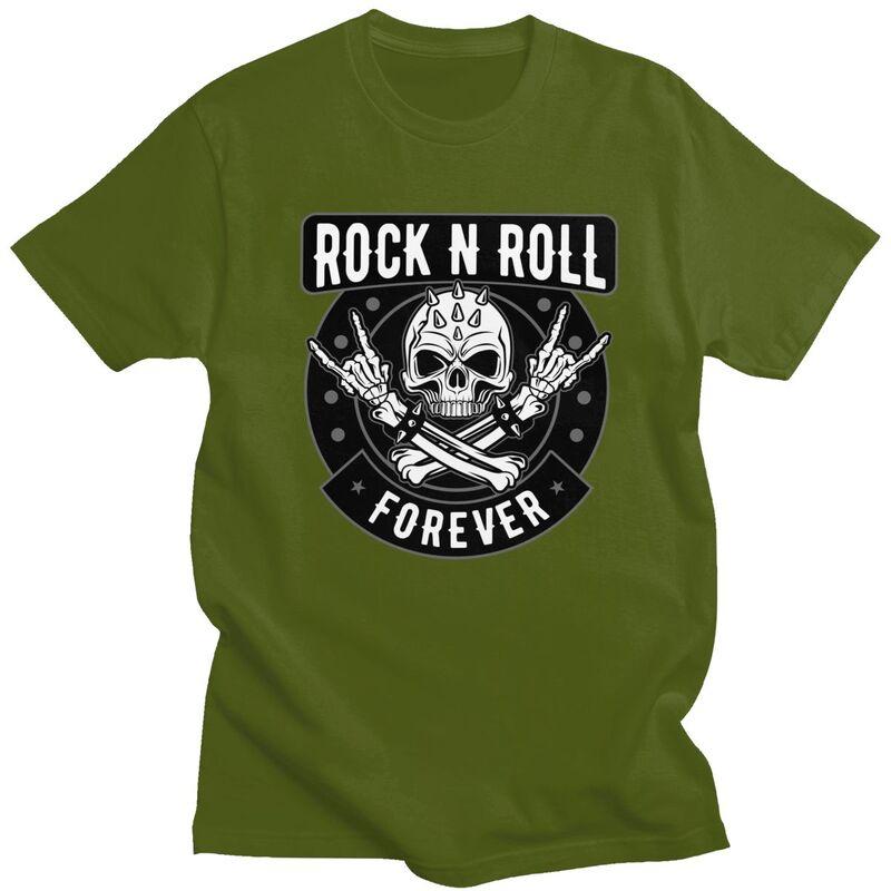 Custom Heavy Metal Rock N Roll Skull Tshirt for Men Short Sleeve T Shirt Cool Tshirts Slim Fit 100 Cotton Tee Gift