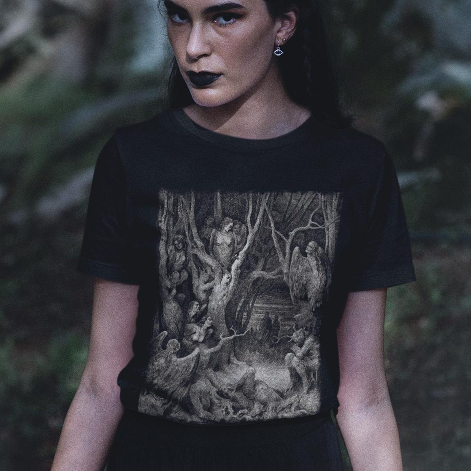 Gustav Dore Dante Inferno T-Shirt, Forest of Suicides, Occult Art Tee XL