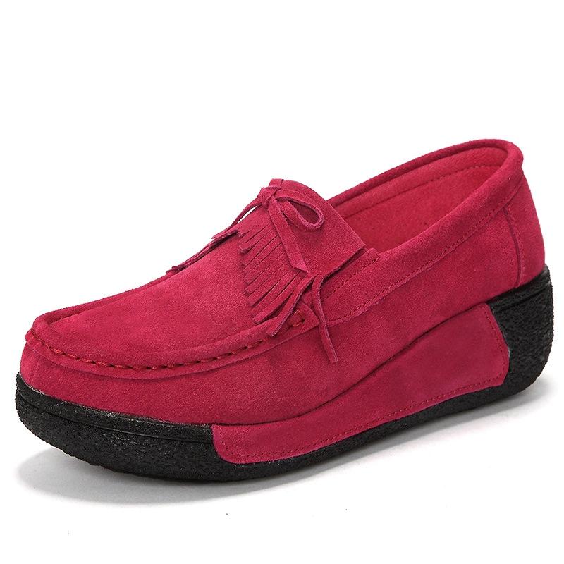 Waterproof Women's Casual Shoes Macrame Fashion Platform Shoes Genuine Leather Walking Shoes