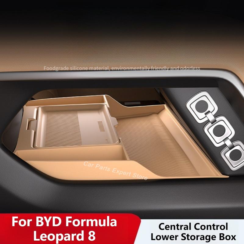 For BYD Formula Leopard 8 Central Control Lower Double-Layer Storage Box Central Hidden Storage Box Anti-Slip Mat Accessories